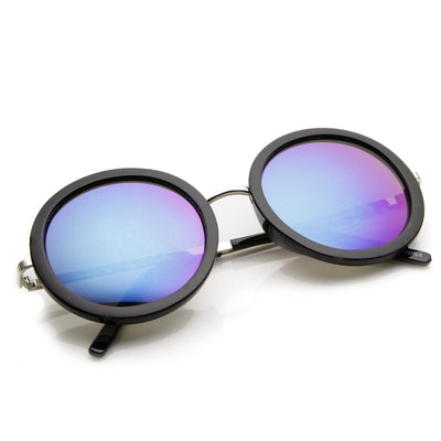 Women's Oversize Round Fashion Mirror Lens Sunglasses 9187