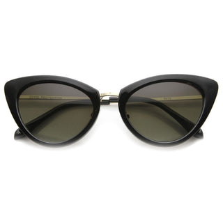 Women's Retro Fashion Cat Eye Metal Temple Sunglasses 9800 - Black Gold Lavender