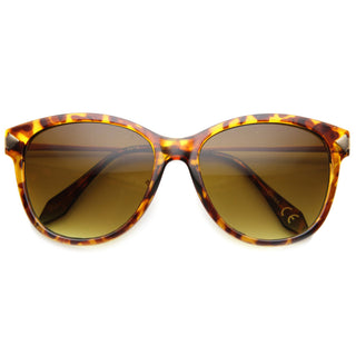 Gafas de sol estilo ojo de gato de diseñador para mujer con patillas de metal 9836 - Tortuga Oro Ámbar