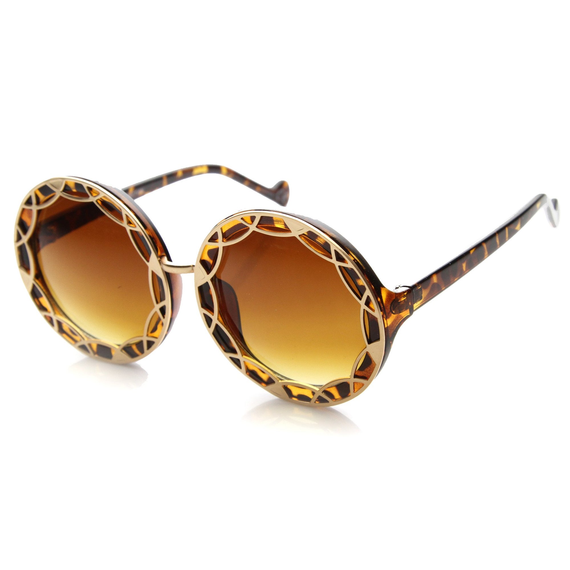 Women's Oversize Round Flat Pattern Sunglasses - zeroUV