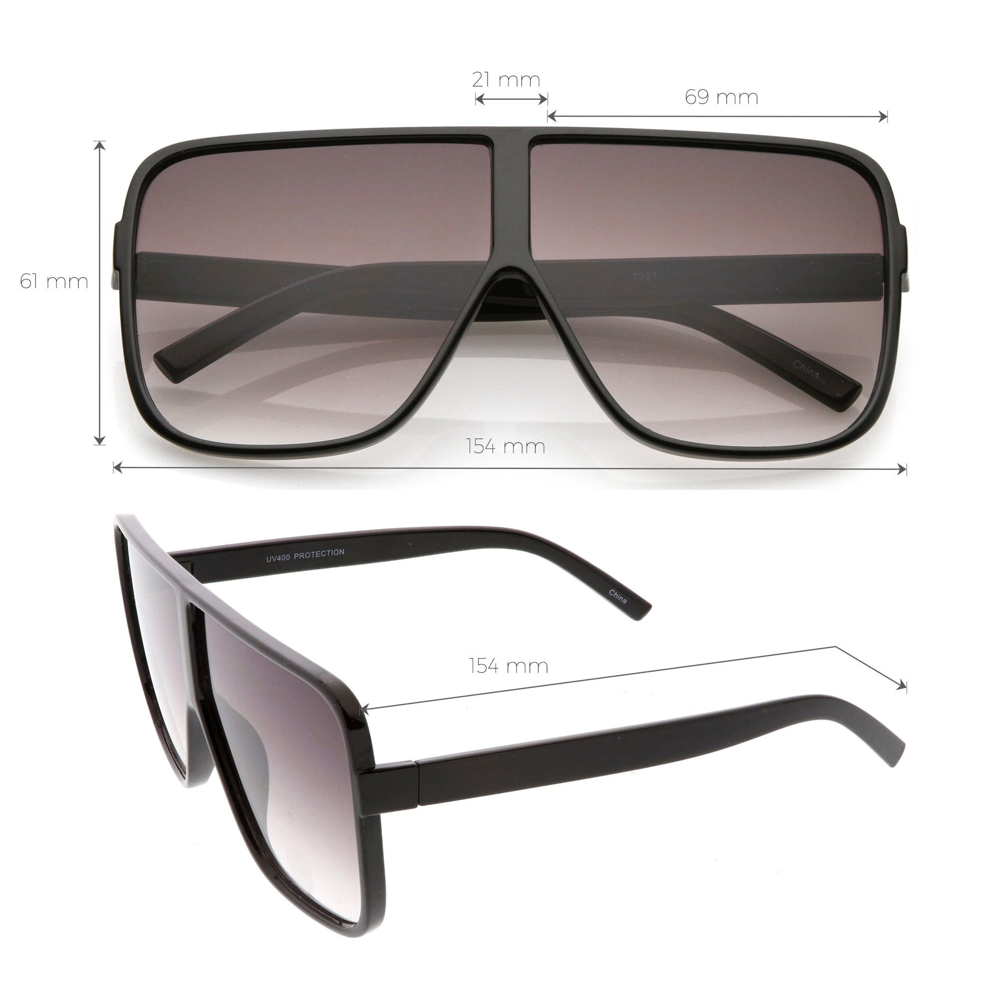 Retro Modern Oversize Square Flat Top Sunglasses - zeroUV