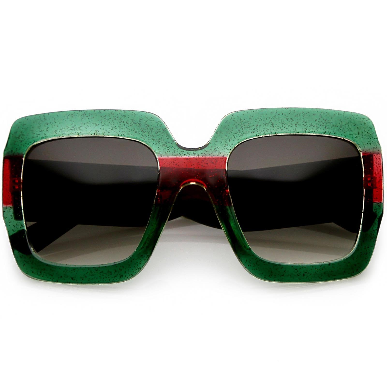 Women's Oversize Designer Dual Tone Square Sunglasses C526