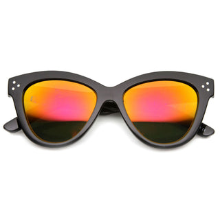 Women's Oversize Bold Cat Eye Sunglasses With Mirror Lens 9801 - Black Fire
