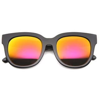 Gafas de sol extragrandes con montura frontal plana y lentes de espejo 9962 - Fuego negro