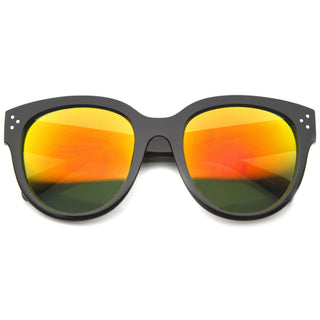 Gafas de sol con lentes de espejo y borde con cuernos de gran tamaño 9849 - Fuego negro