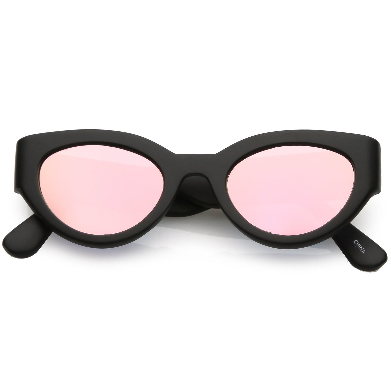 Bold Retro Fashion Oval Mirrored Flat Lens Sunglasses C544
