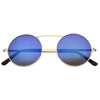 Large Retro Round Steampunk Mirrored Lens Sunglasses 8759