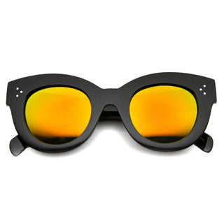 Oversize Women's Cat Eye Mirror Lens Sunglasses 9852 - Black Fire
