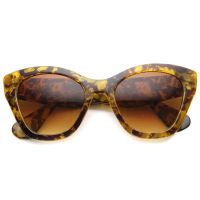 Women's Block Tortoise Thick Frame Cat Eye Sunglasses 9856