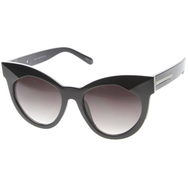 Oversize Modern Bold Flat Lens Cat Eye Sunglasses - zeroUV