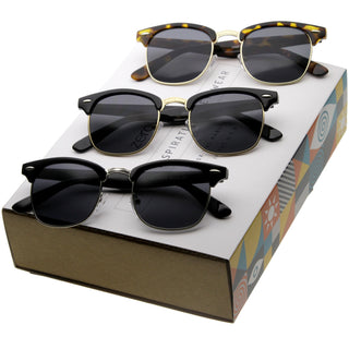 Gafas de sol de media montura con borde de cuernos retro premium A604 [Caja promocional] - Caja promocional mixta
