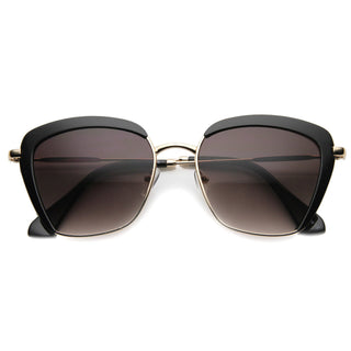 Gafas de sol de metal cuadradas modernas retro para mujer 9862 - Lavanda de oro negro