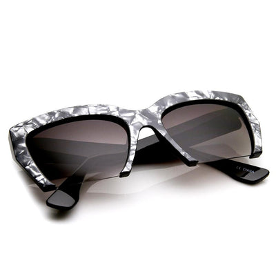 Womens Marbleized Fast Fashion Half Cut Frame Cat Eye Sunglasses 9280