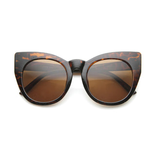 Gafas de sol estilo ojo de gato extragrandes estilo retro de los años 60 para mujer - Marrón tortuga brillante