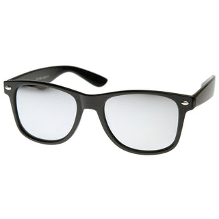Gafas de sol clásicas retro con montura de cuerno y lentes espejadas 8508 - Negro