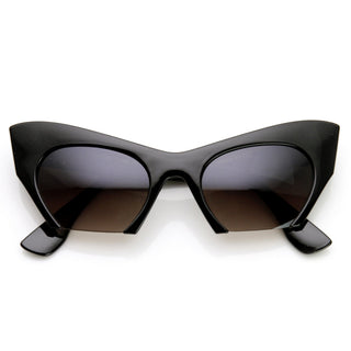 Gafas de sol modernas con corte inferior tipo ojo de gato para mujer - Negro