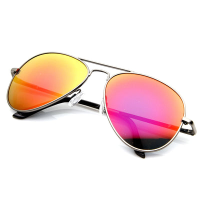 Premium Retro Flash Color Mirrored Lens Aviator Sunglasses