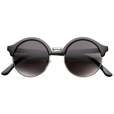Dapper Half Frame Circle Vintage Steampunk Sunglasses 8583
