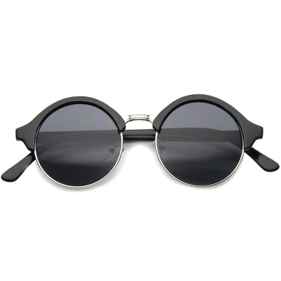 Dapper Half Frame Circle Vintage Steampunk Sunglasses 8583