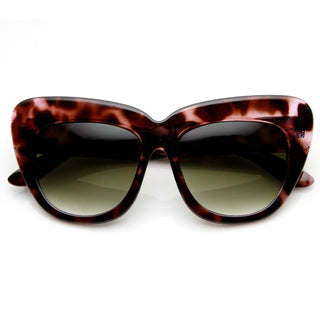 Women's LA Fashion Oversize Cat Eye Sunglasses - Purple Tortoise