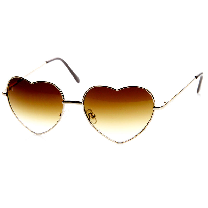 Fashion Thin Metal Cute Heart Shaped Sunglasses 8965