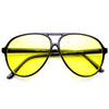 Retro 1980s Fashion Plastic Aviator Blue Blocking Lens Sunglasses 8453