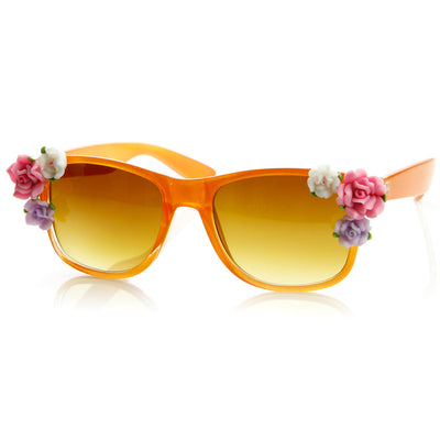Spring Summer Flower Floral Horned Rim Sunglasses 8853