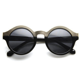 Gafas de sol redondas de dos tonos de diseñador para mujer - Oro negro