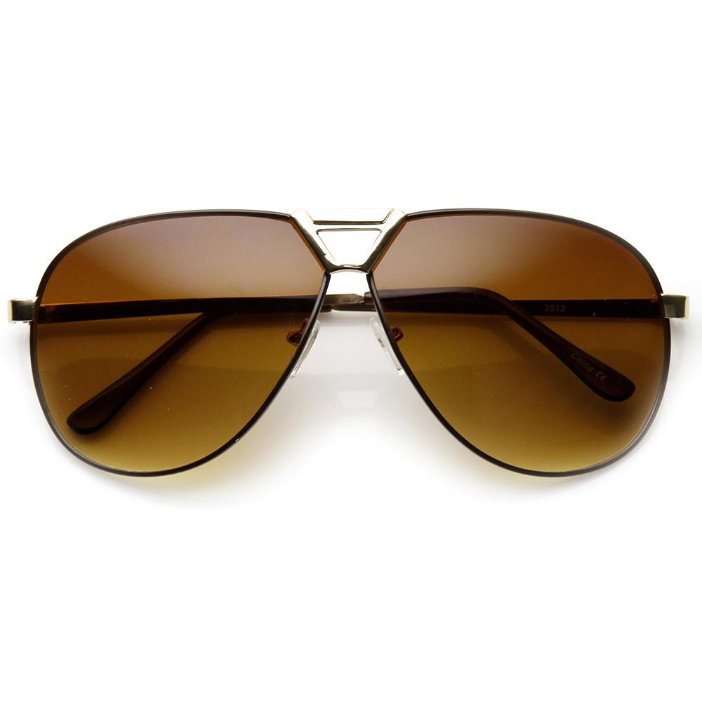 Mens Large Fashion GQ Two-Tone Metal Aviator Sunglasses 9288 - zeroUV