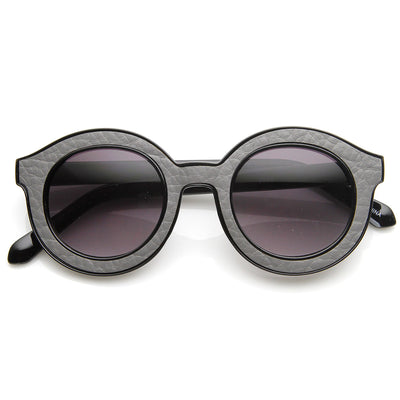 Popular Indie Block Cut Pattern Round Women's Sunglasses 9157