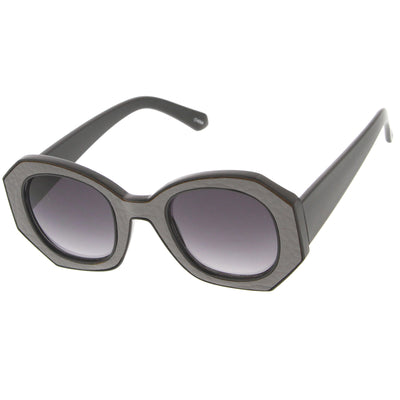 Trendy Womens Fashion Block Cut Hexagon Oversize Sunglasses 9158