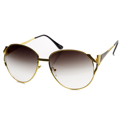 Womens Designer Oversize Metal Fashion Sunglasses 9191
