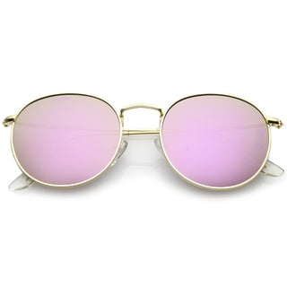 Gafas de sol de metal con lentes de espejo de color flash redondo retro P3 - 9208i