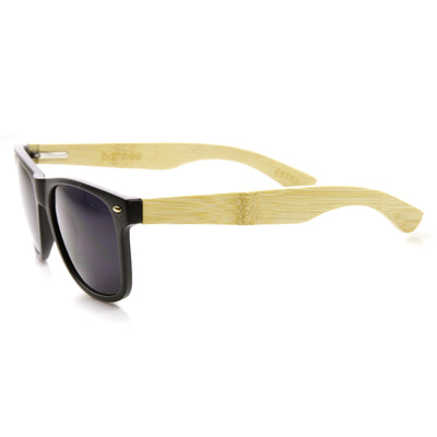 Eco Friendly Genuine Bamboo Wood Temple Horned Rim Sunglasses 9304