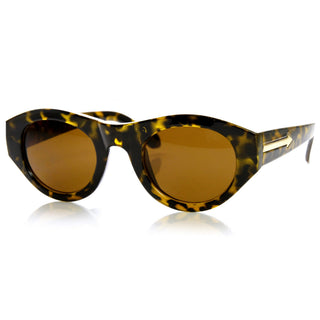 Women's High Fashion Oval Cat Eye Sunglasses 9298 - Yellow Tortoise