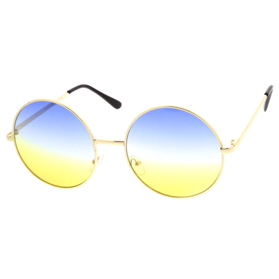 Retro Hippie Oversize Round Color Gradient Lens Sunglasses 9578