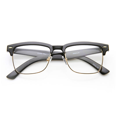 Vintage Inspired Horned Rim Half Frame Clear Lens Glasses 9623