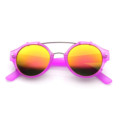 Colorful Retro Round P3 Mirror Lens Cross Bar Sunglasses 9648