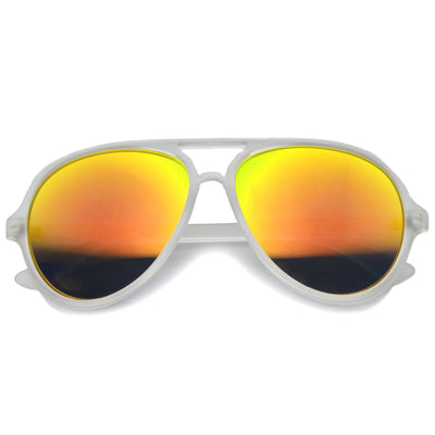 Retro Frosted Flash Mirrored Lens Aviator Sunglasses 9998