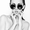 Oversize Eye Brow Designer Round Metal Sunglasses