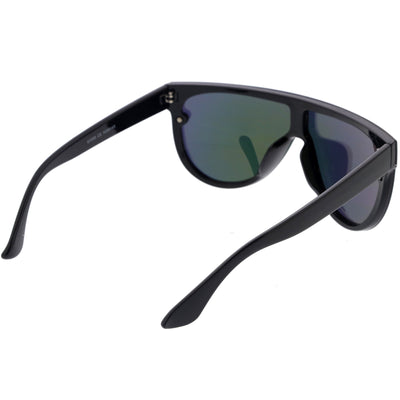 Retro Modern Flat Top Mirror Lens Shield Aviator Sunglasses 9798