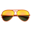 Retro Color Rubberized Oversize Mirror Lens Aviator Sunglasses 9831