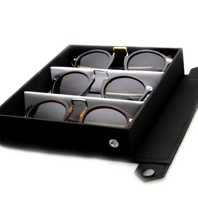 Limited Edition Vintage Inspired Round Horned Rim Sunglasses + Travel Case 8591