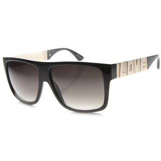 Love Hate Arm Detail Gradient Lens Square Sunglasses 9850 - Black Gold / Lavender
