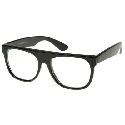Retro Super Hipster Flat Top Horned Rim Clear Lens Glasses 8070