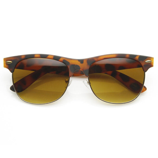 Retro Eyewear Fashion Soft Rubberized Half Frame Horned Rim Sunglasses ...