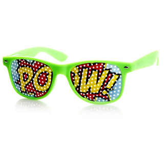 Gafas con borde de cuernos y estampado de malla POW Pop Art 8856 - Verde