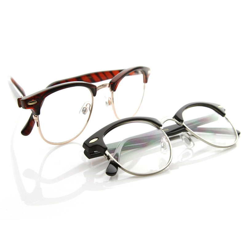 Vintage Retro Optical Half Frame Horned Rim Glasses 2946 [2 Pack]