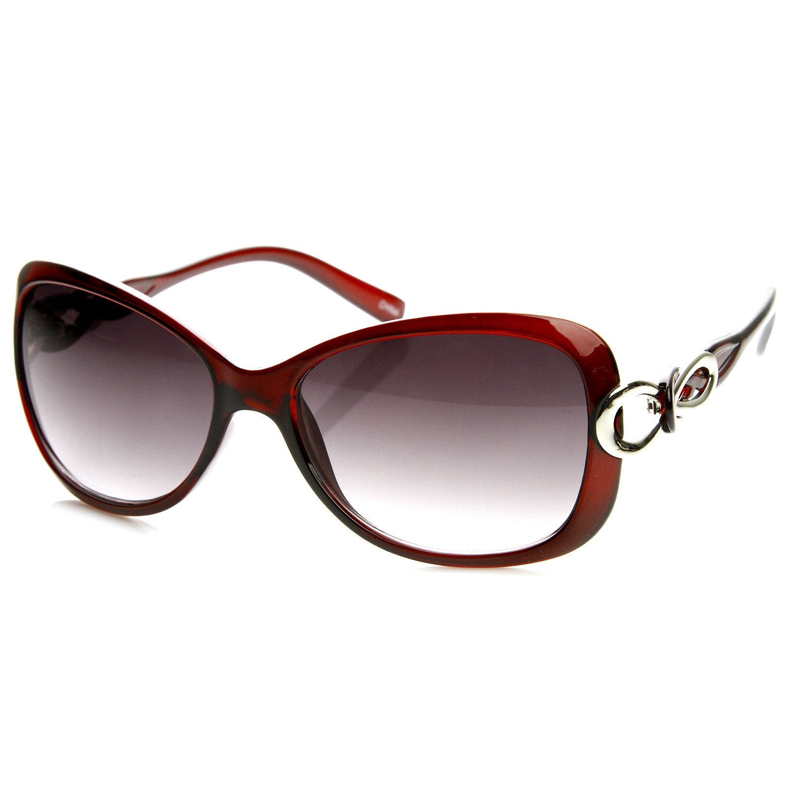 Womens Designer Fashion Metal Bow Cut Oval Sunglasses - zeroUV