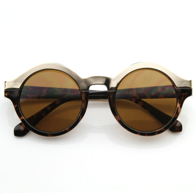 Women's Designer Two Tone Round Sunglasses 8606
